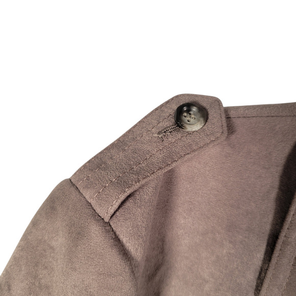 Vintage 80s Stratojac StratoSuede Overcoat Mens 46 XL Faux Suede Gray Trench USA - Picture 12 of 15